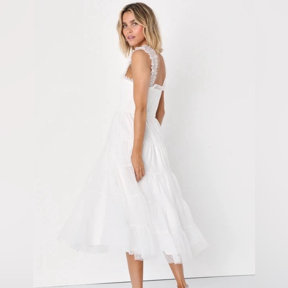 Darling Dancer White Swiss Dot Ruffled Tiered Mini Dress - Picture 5 of 16